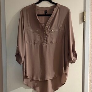 Windsor Taupe Blouse with Button Accents